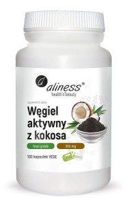 Węgiel aktywny z kokosa Food Grade 300 mg x 100 Vege caps. Suplement diety (K1346)